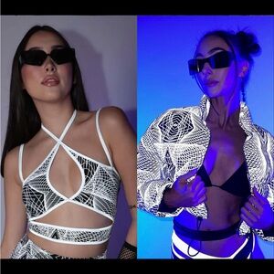 MATCHING SET iHeartRaves Monochrome Geometric Jacket and Crop Top